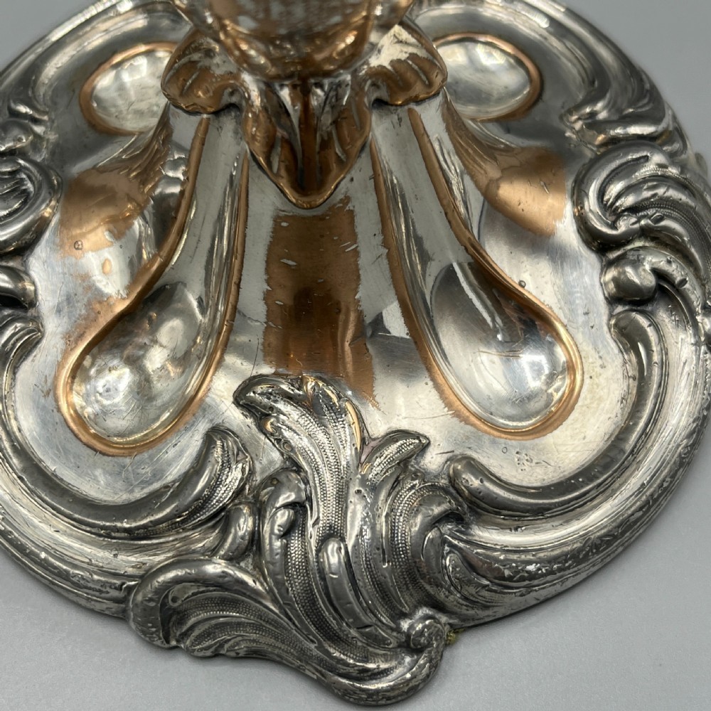 Pair Art Nouveau Silver Plated Candlesticks View XII