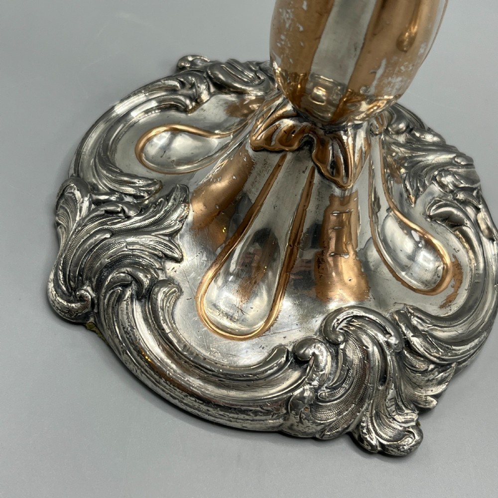 Pair Art Nouveau Silver Plated Candlesticks View XV