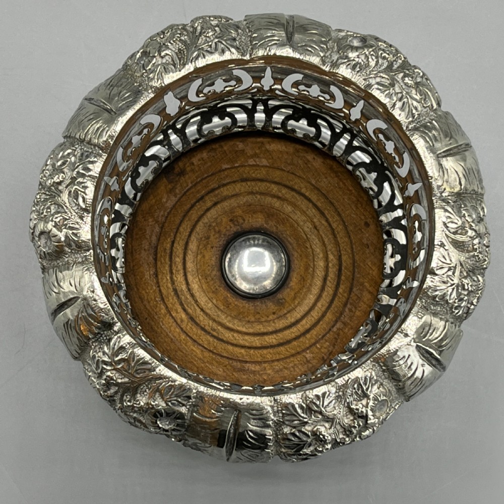 Victorian Silver Plated Wine Coaster Bottle Holder English c1850 View X