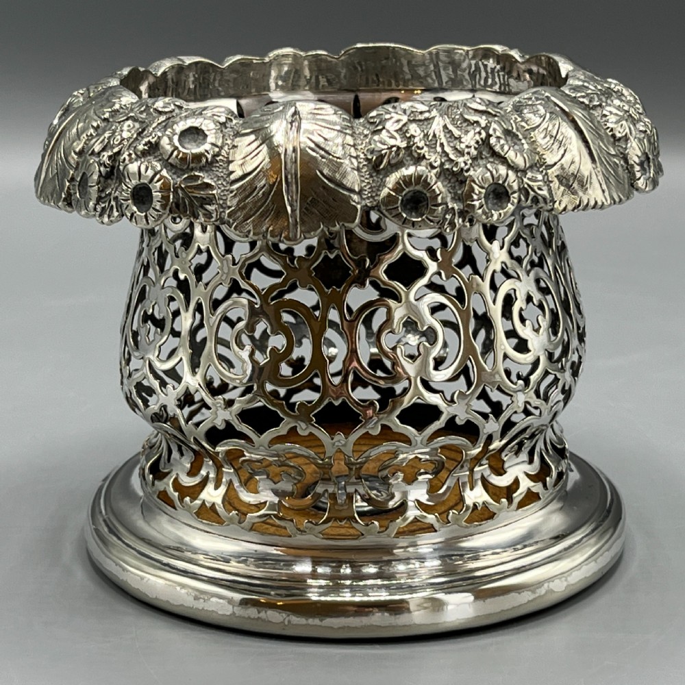Victorian Silver Plated Wine Coaster Bottle Holder English c1850 View XIII