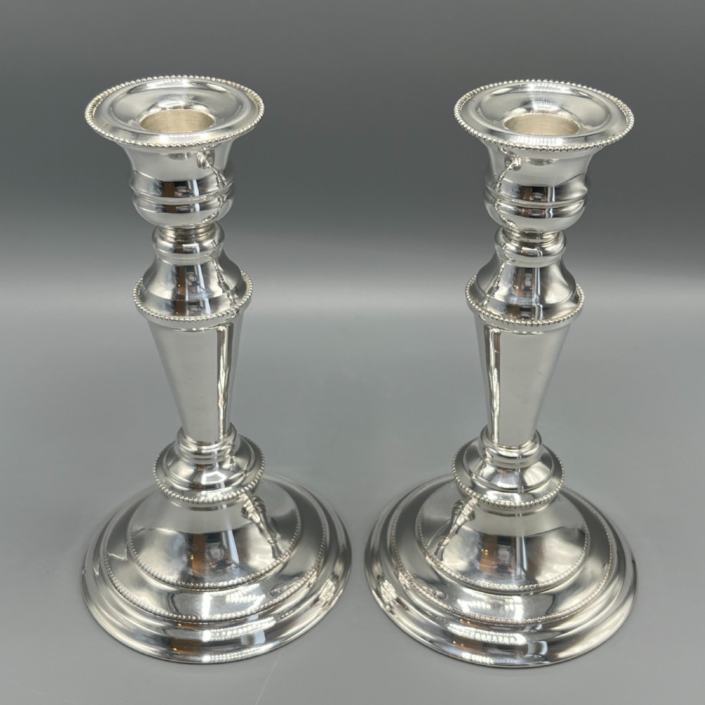 Pair Silver Plated Candlesticks View II