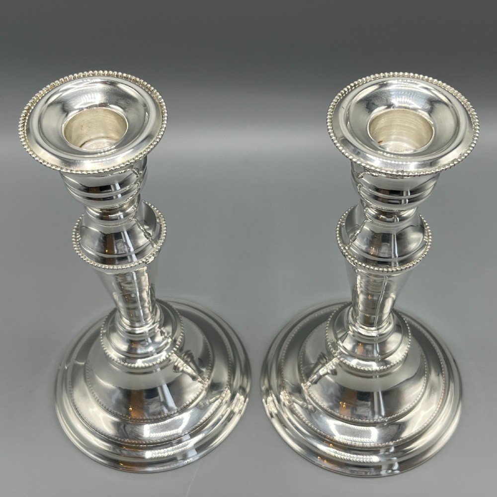 Pair Silver Plated Candlesticks View X
