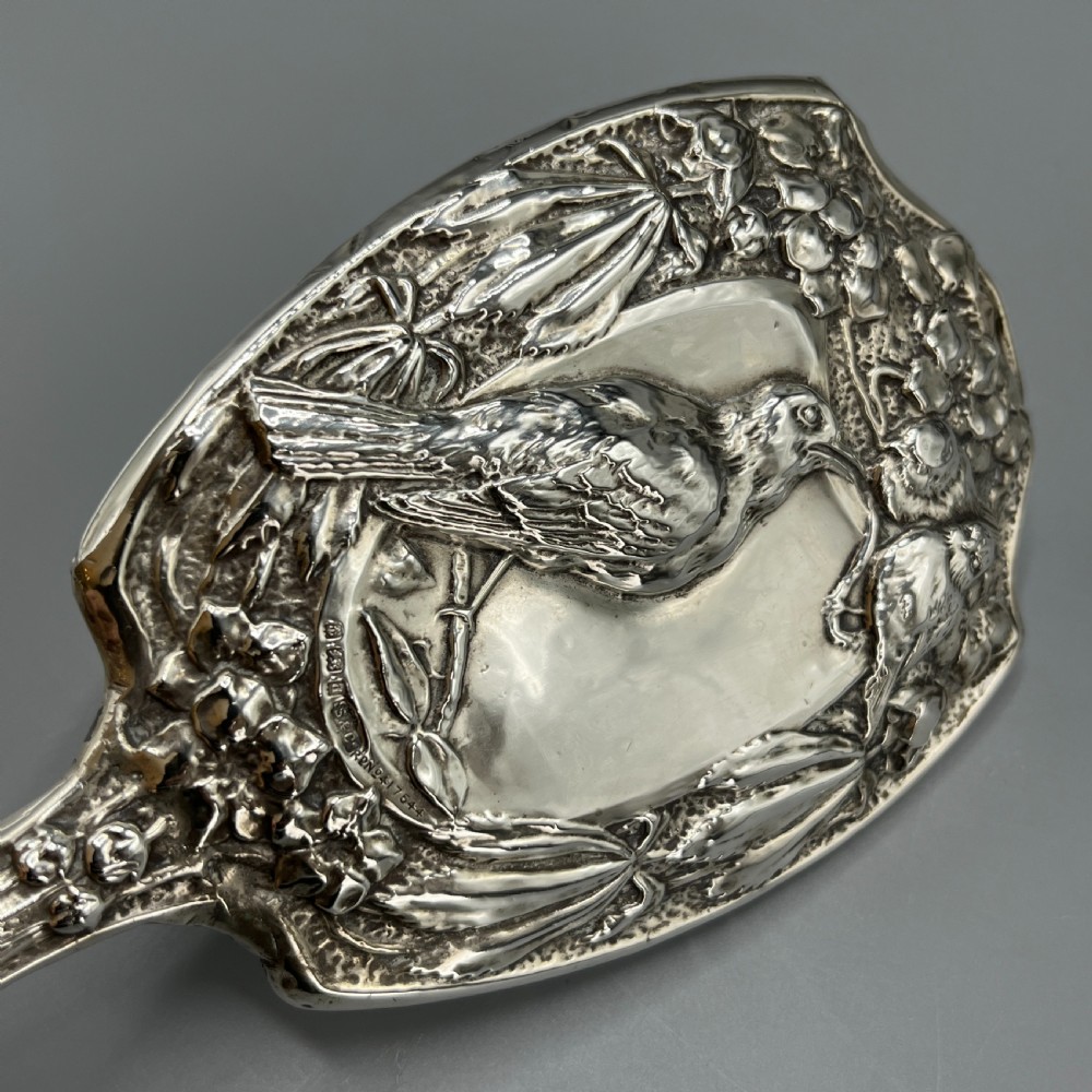 Art Nouveau Sterling Silver Hand Mirror Repousse Birds 1903 View IX