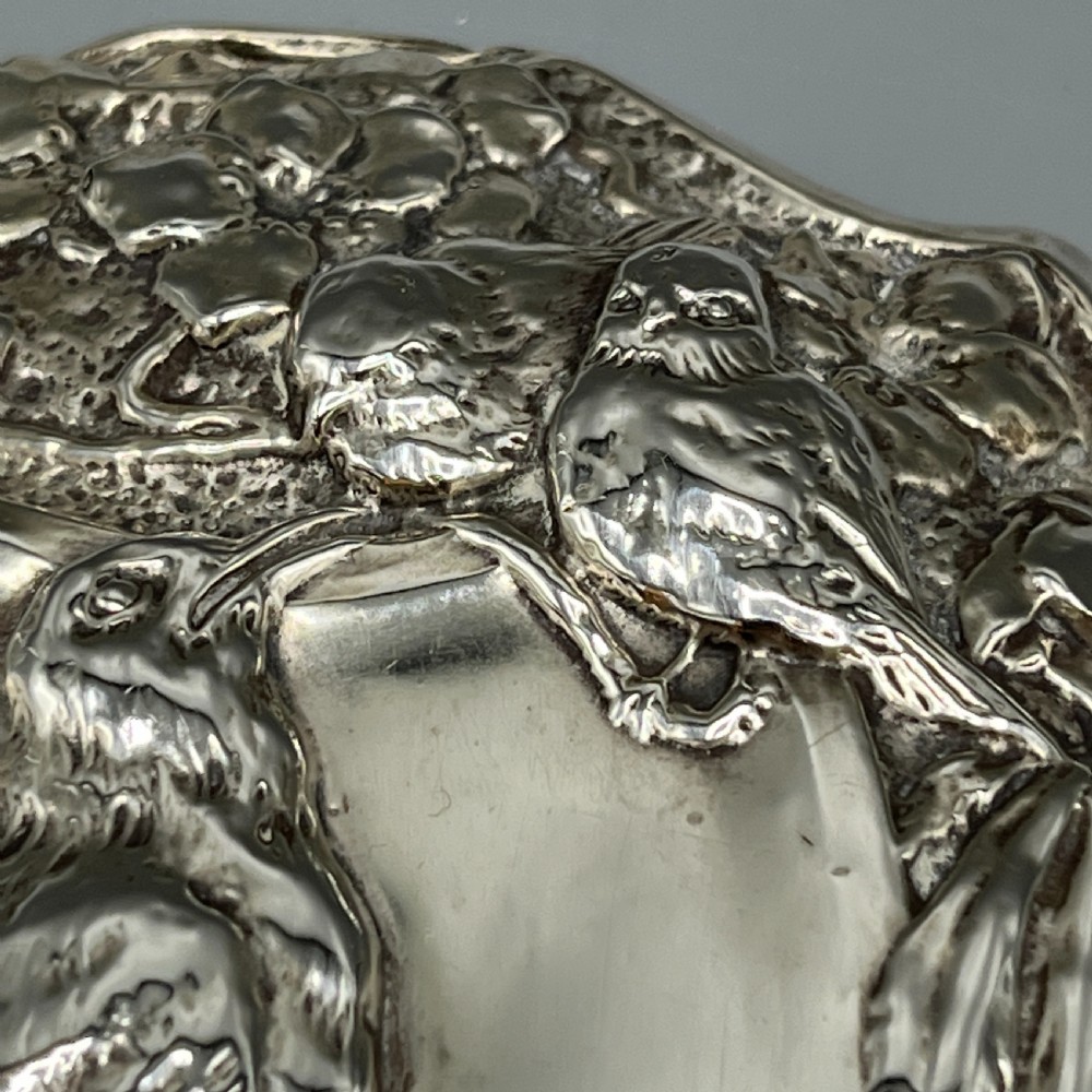 Art Nouveau Sterling Silver Hand Mirror Repousse Birds 1903 View XIV