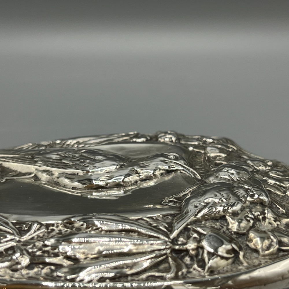 Art Nouveau Sterling Silver Hand Mirror Repousse Birds 1903 View XVII