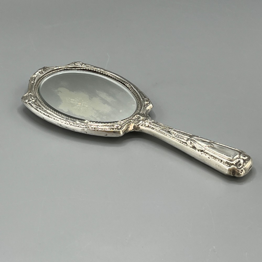 Art Nouveau Sterling Silver Hand Mirror Repousse Birds 1903 View XIX