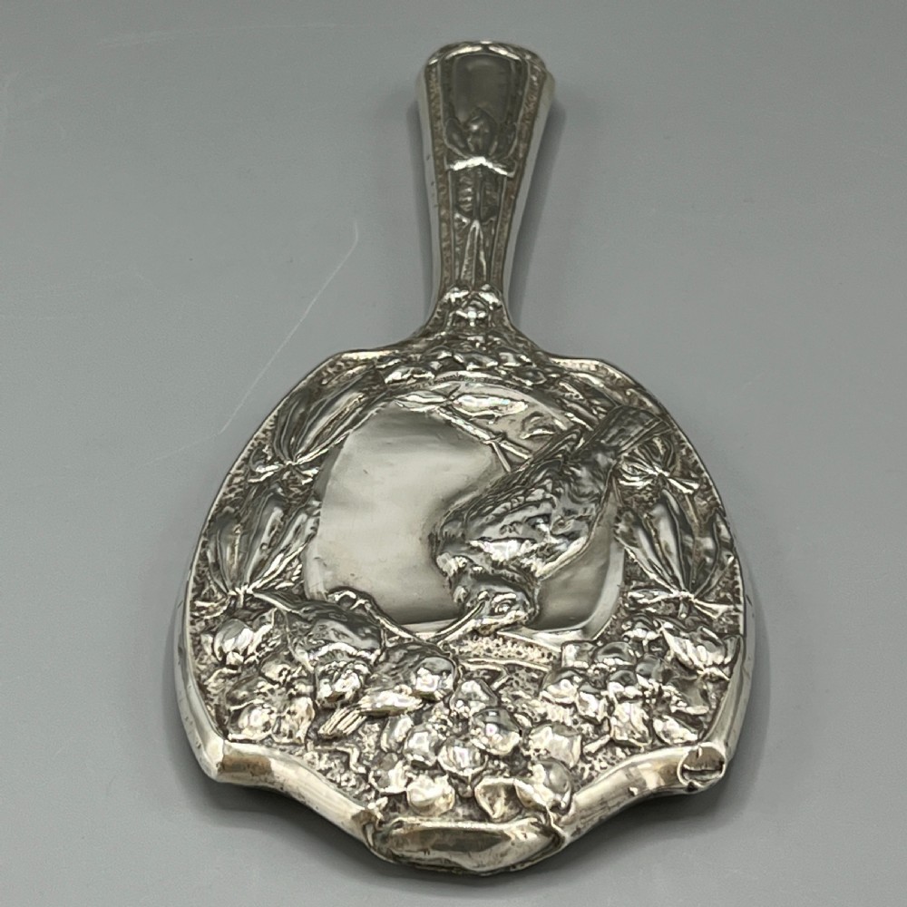 Art Nouveau Sterling Silver Hand Mirror Repousse Birds 1903 View XXI