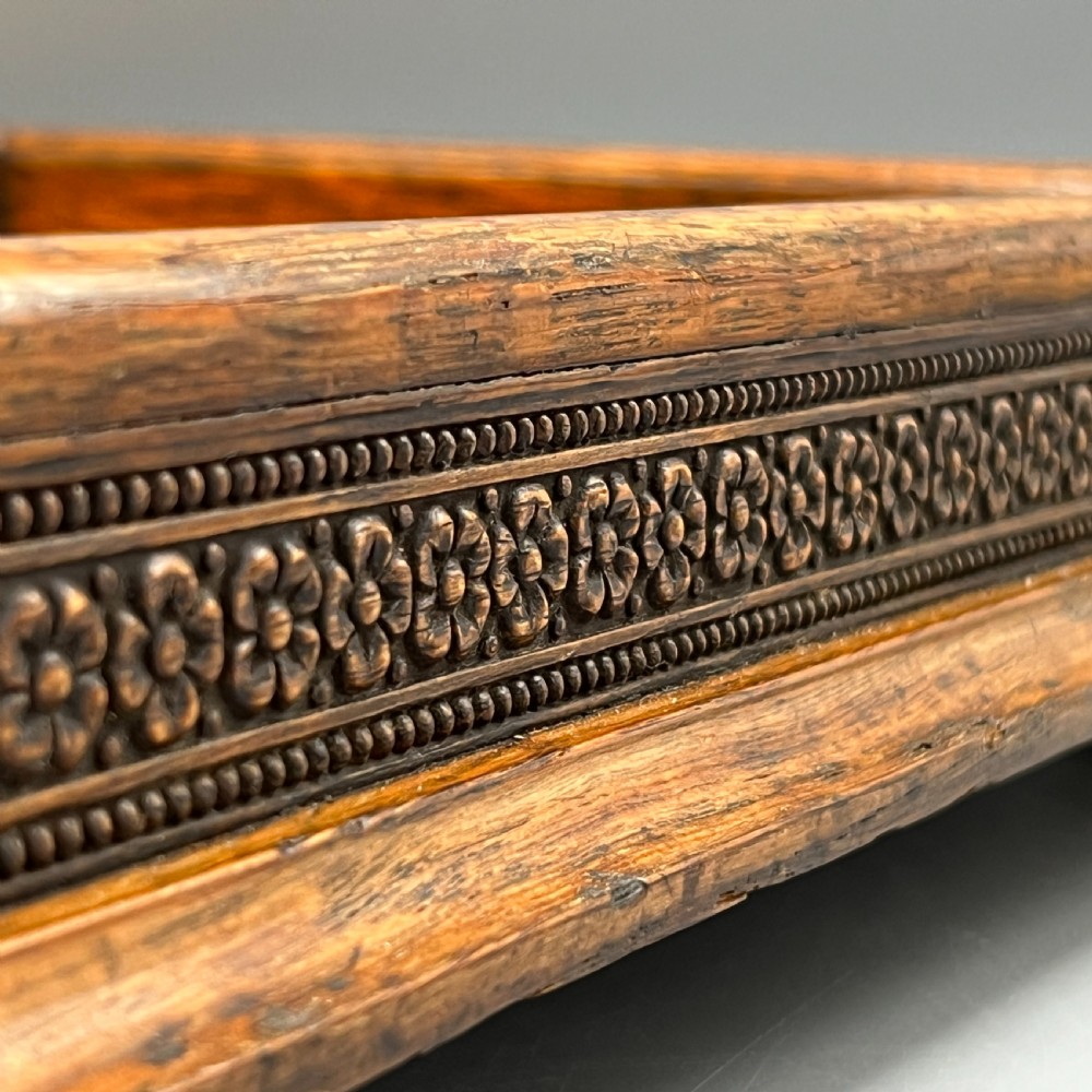 Large Oak Gallery Footed Cocktail Drinks Tray View VII