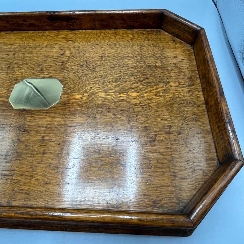 Large Oak Gallery Footed Cocktail Drinks Tray View XII