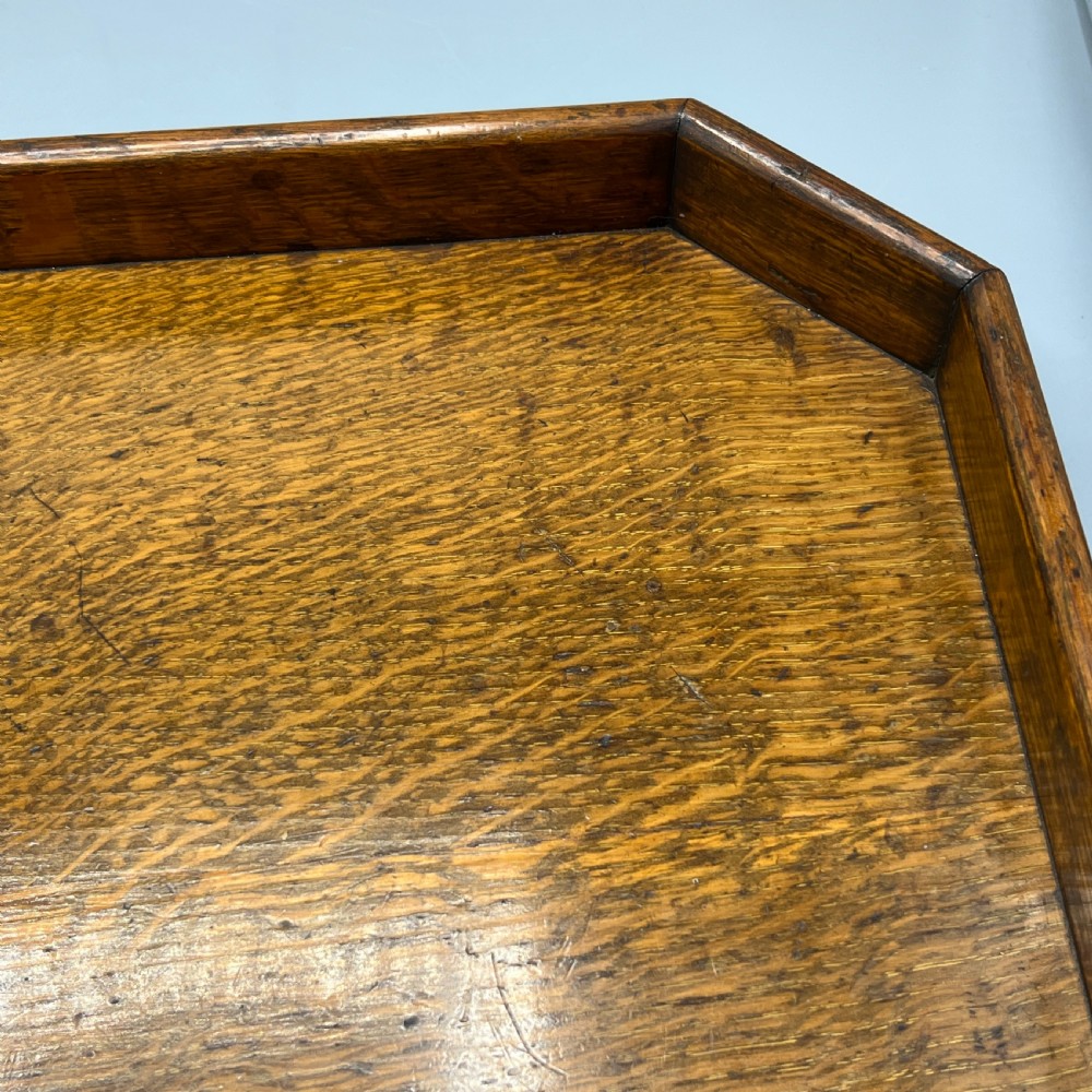 Large Oak Gallery Footed Cocktail Drinks Tray View XVII