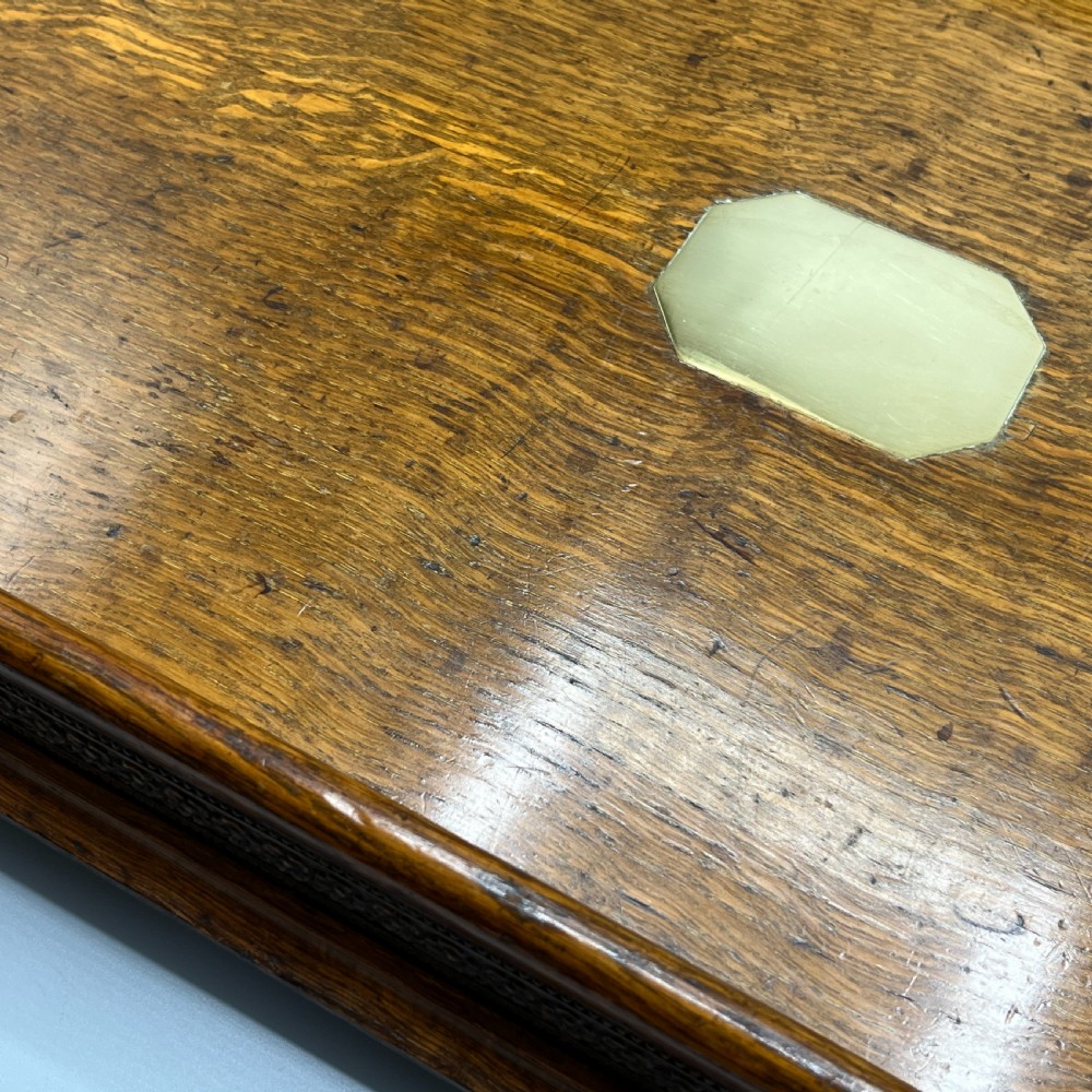 Large Oak Gallery Footed Cocktail Drinks Tray View XIX