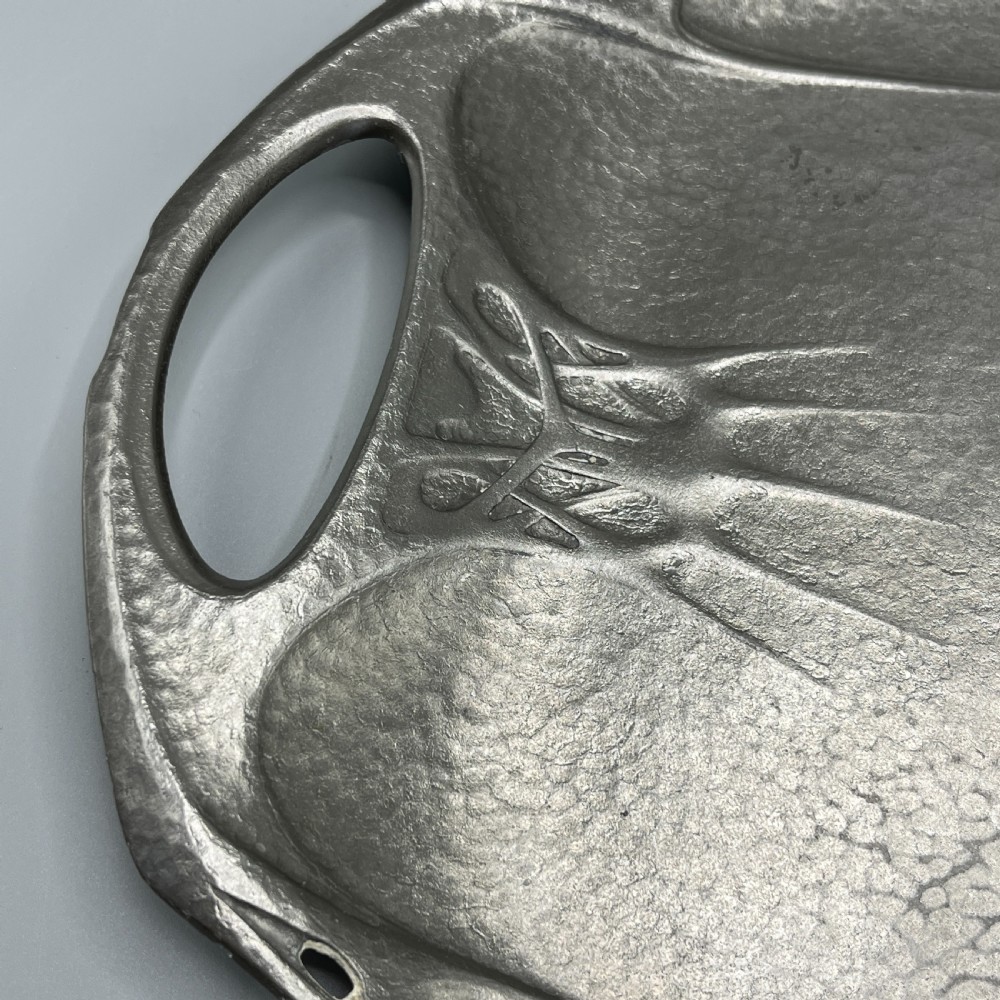 Art Nouveau Pewter Serving Tray by William Hutton & Sons View VII