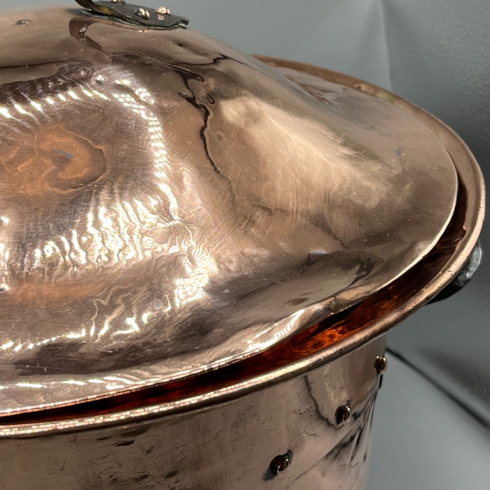 Arts & Crafts Copper Coal Bin / Log Bin with Lid View IX