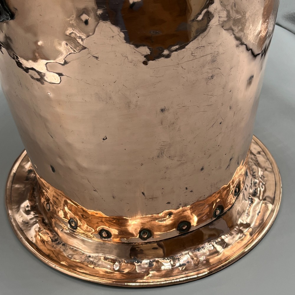 Arts & Crafts Copper Coal Bin / Log Bin with Lid View XI