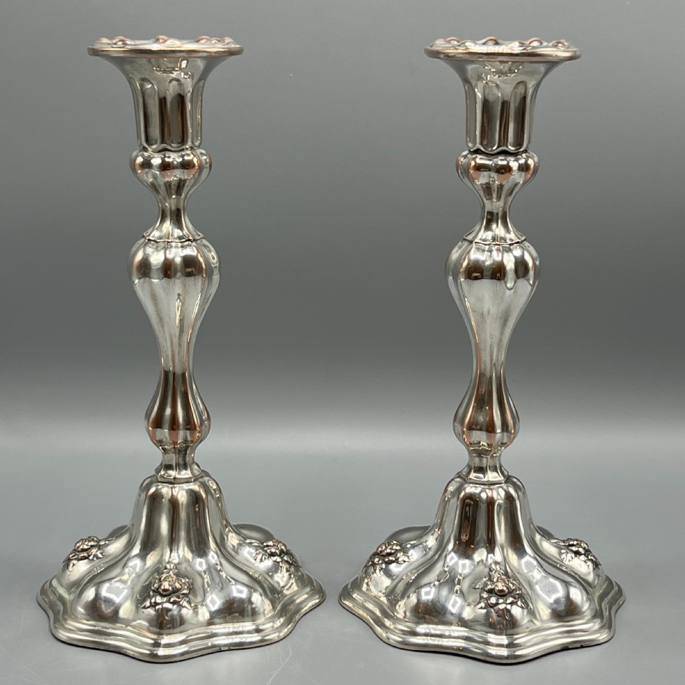 Pair Art Nouveau Silver Plated Candlesticks