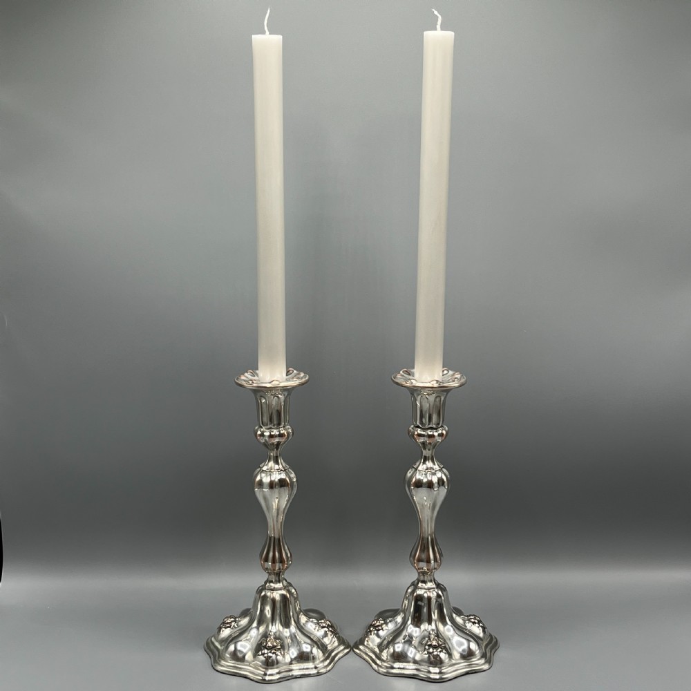 Pair Art Nouveau Silver Plated Candlesticks View II
