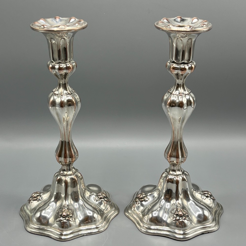 Pair Art Nouveau Silver Plated Candlesticks View IV