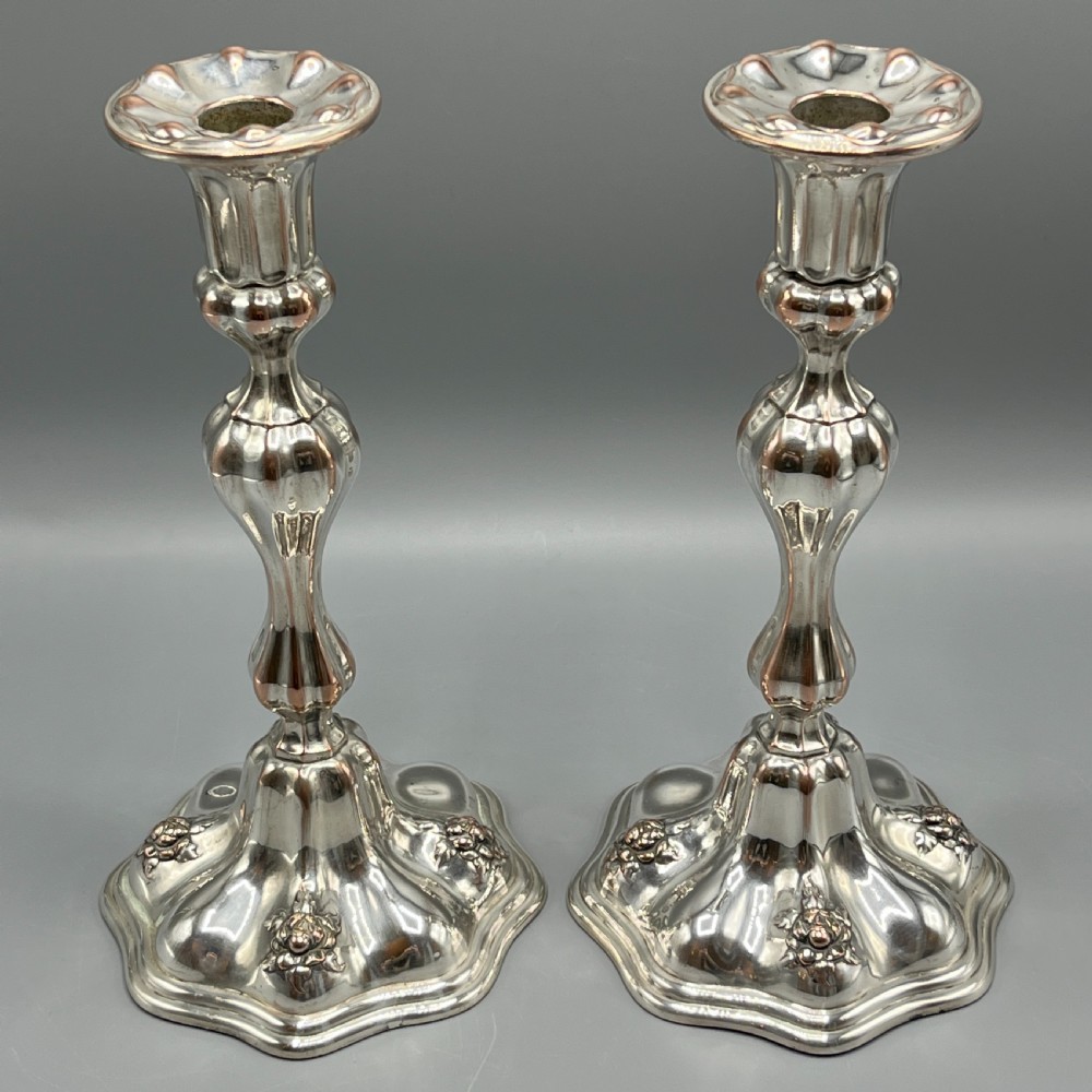 Pair Art Nouveau Silver Plated Candlesticks View V