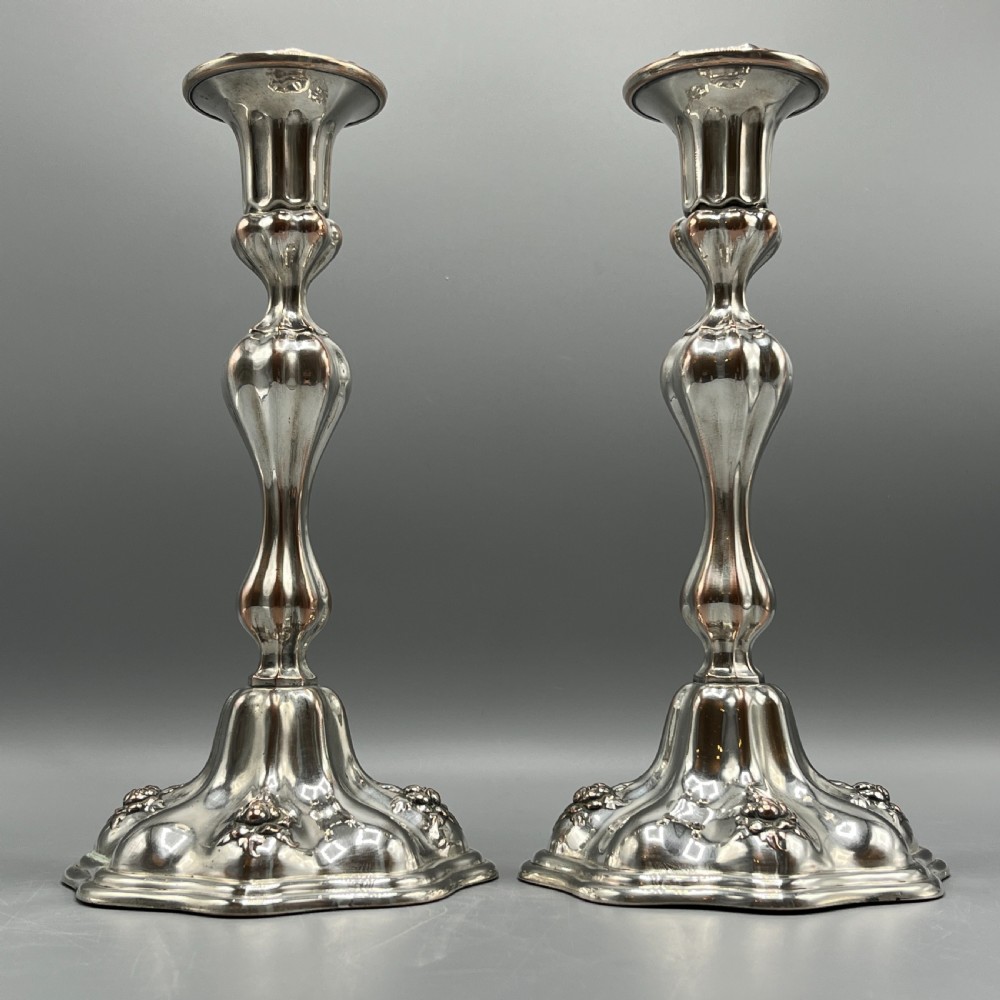 Pair Art Nouveau Silver Plated Candlesticks View VI