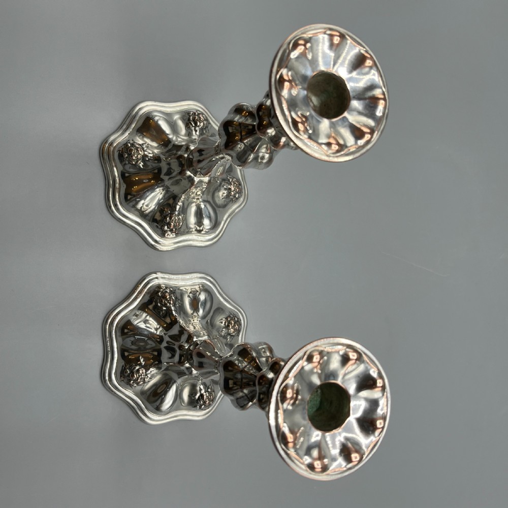 Pair Art Nouveau Silver Plated Candlesticks View X