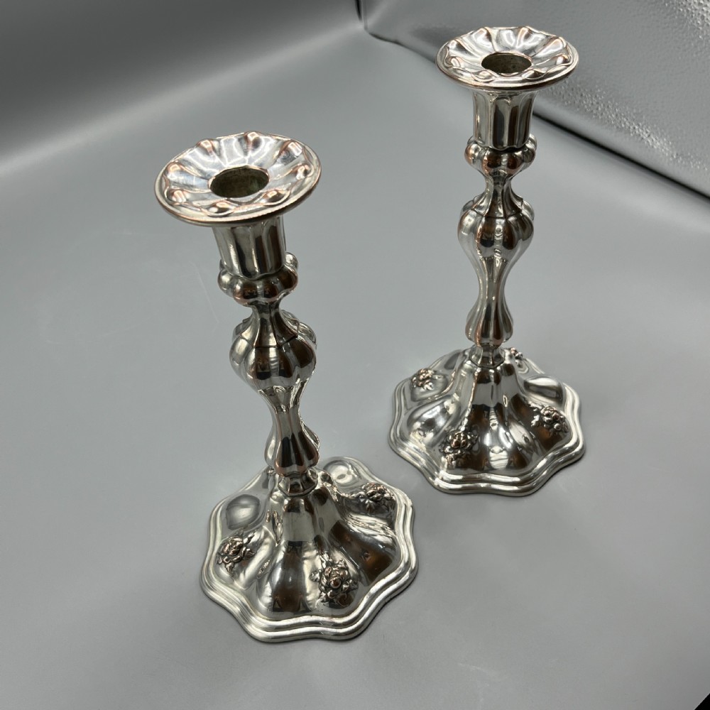 Pair Art Nouveau Silver Plated Candlesticks View XII