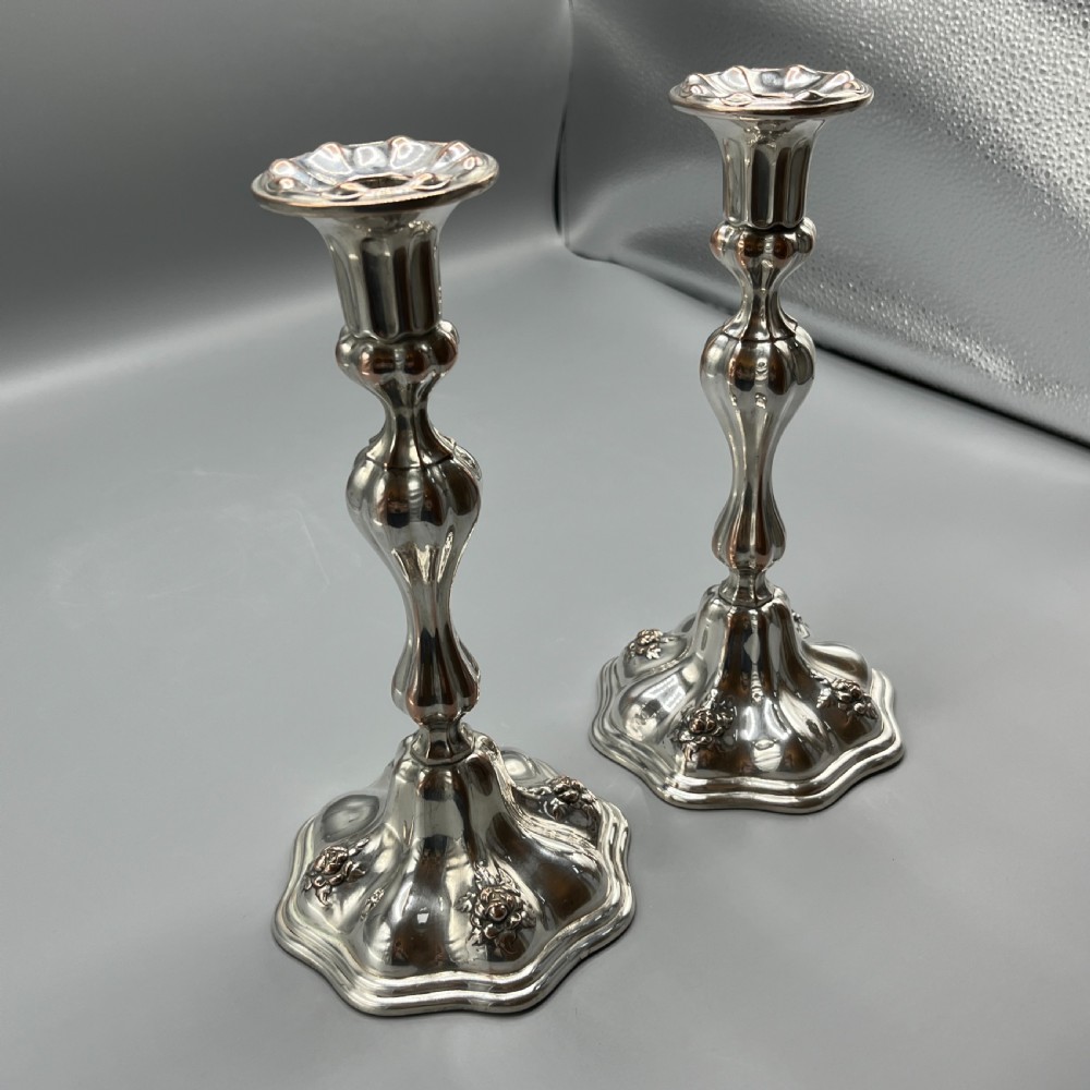 Pair Art Nouveau Silver Plated Candlesticks View XIII