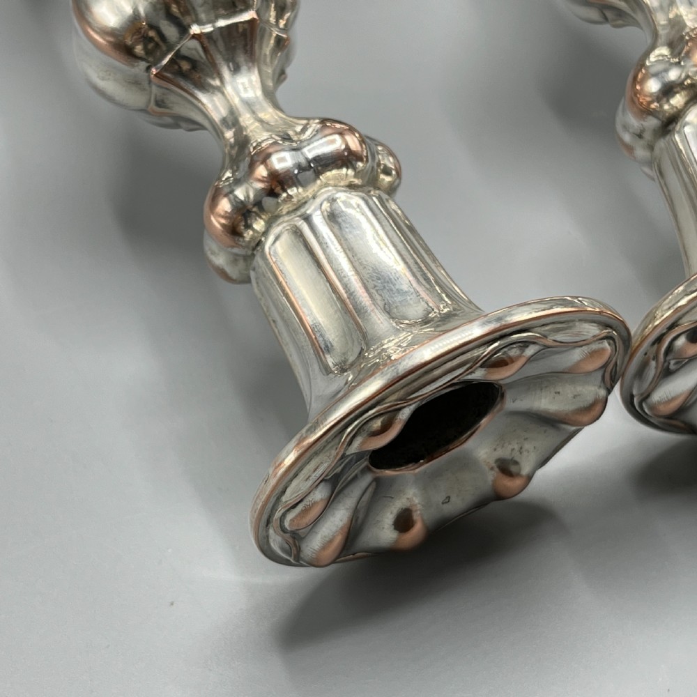 Pair Art Nouveau Silver Plated Candlesticks View XX