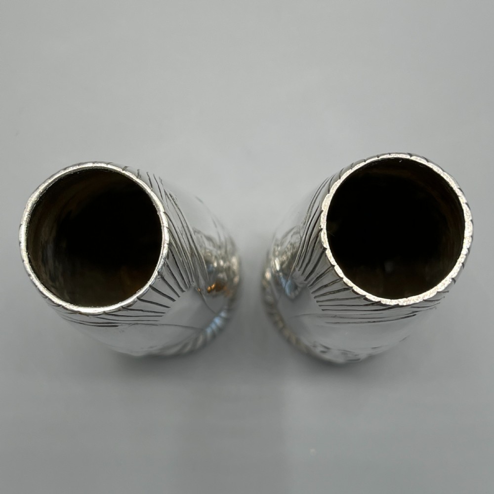 Pair Christofle Art Nouveau Silver Plated Holly Vases View XI