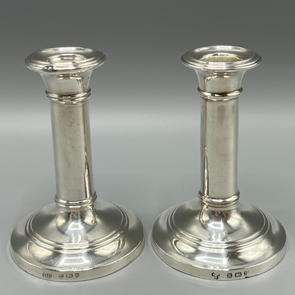 Pair Edwardian Small Sterling Silver Candlesticks