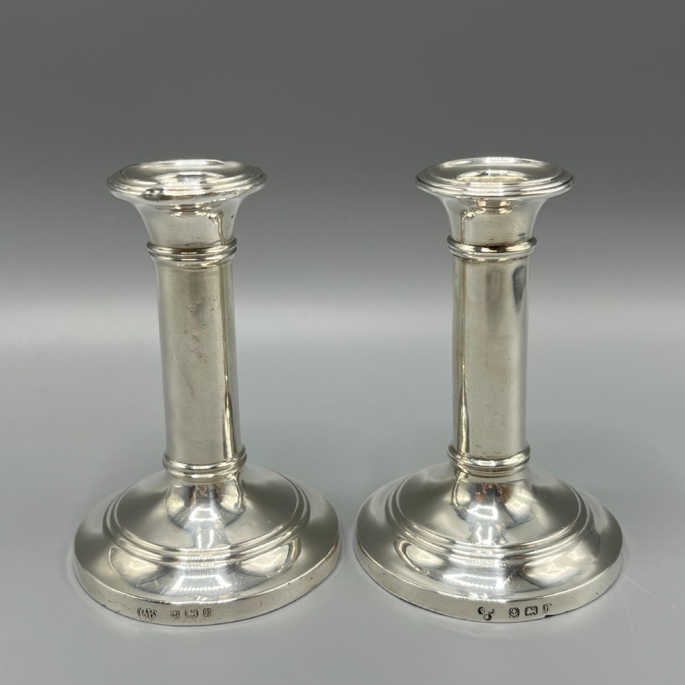 Pair Edwardian Small Sterling Silver Candlesticks View III