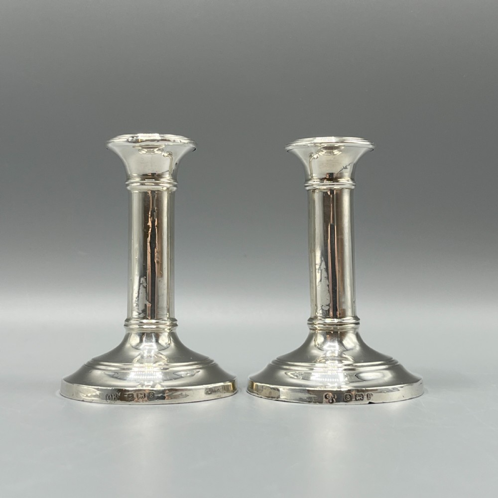 Pair Edwardian Small Sterling Silver Candlesticks View IV