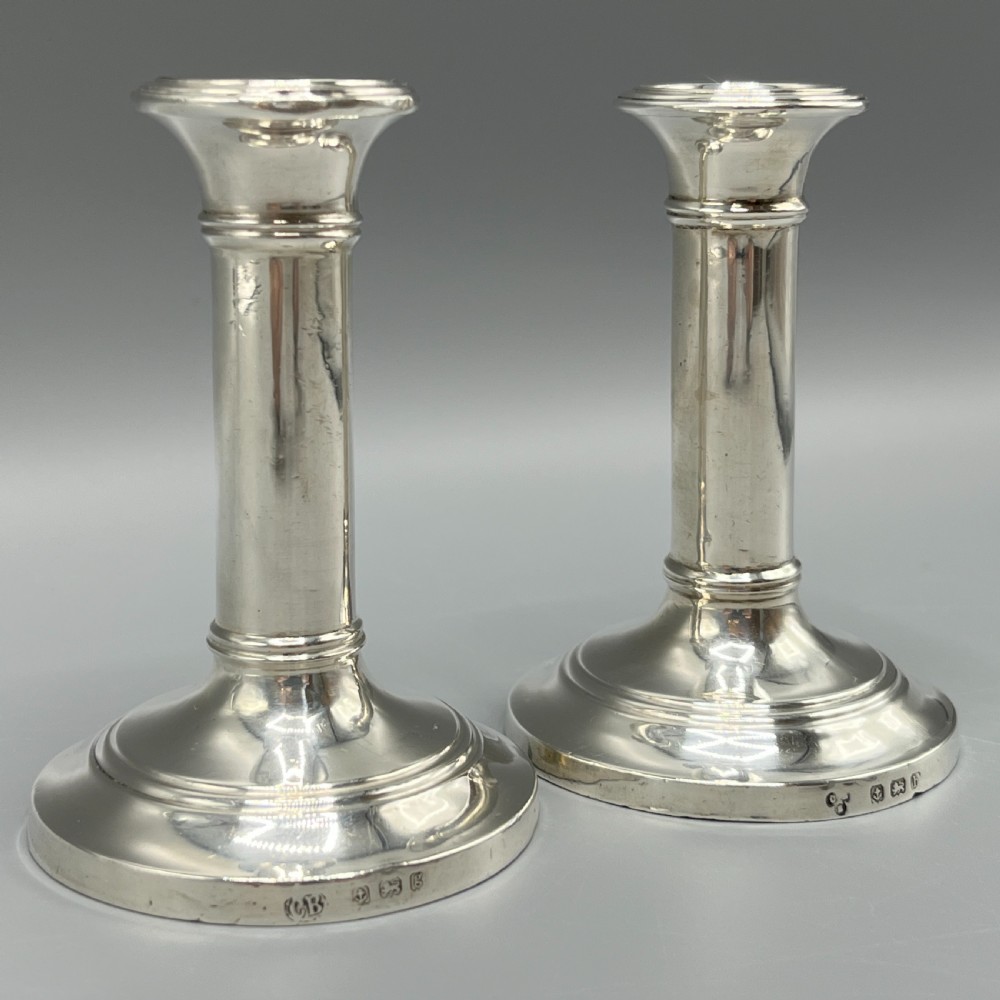Pair Edwardian Small Sterling Silver Candlesticks View V