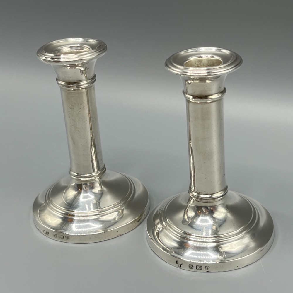Pair Edwardian Small Sterling Silver Candlesticks View VI
