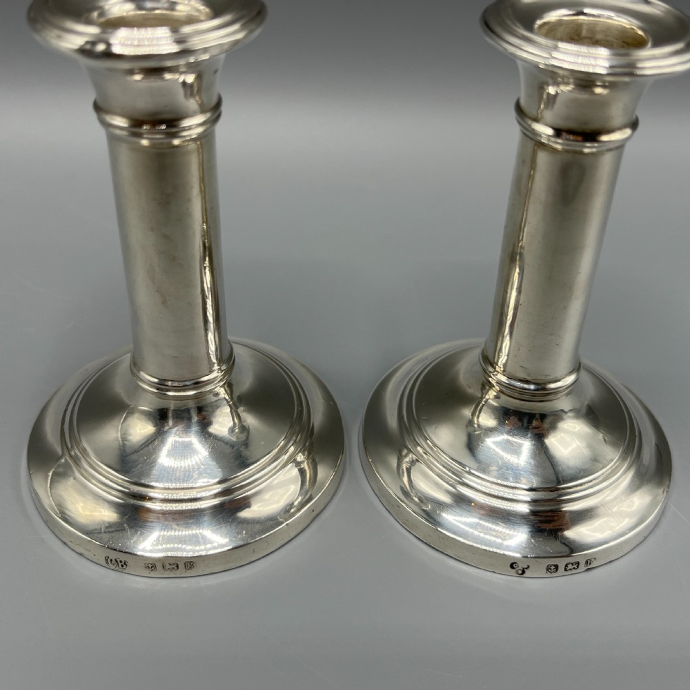 Pair Edwardian Small Sterling Silver Candlesticks View VIII