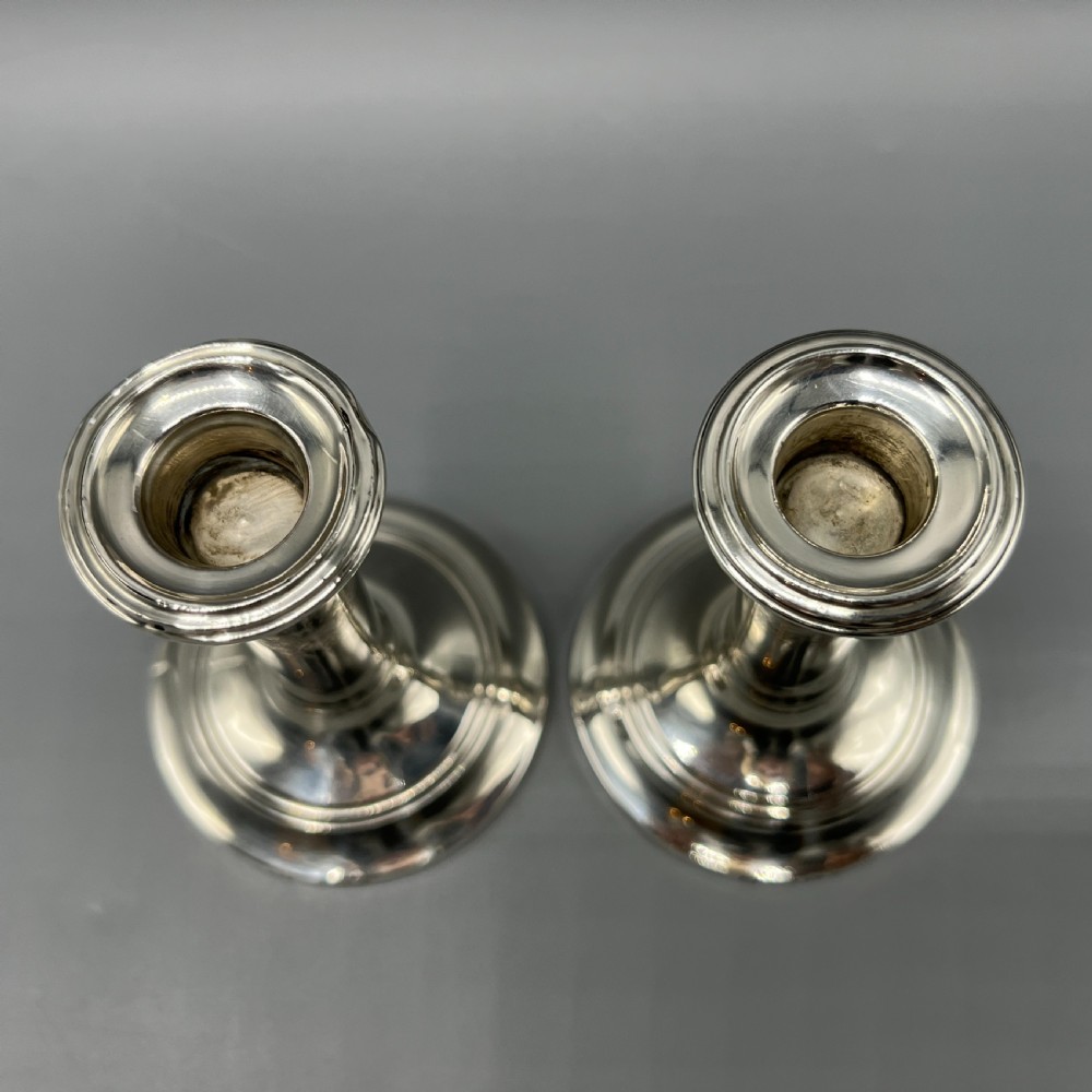 Pair Edwardian Small Sterling Silver Candlesticks View IX