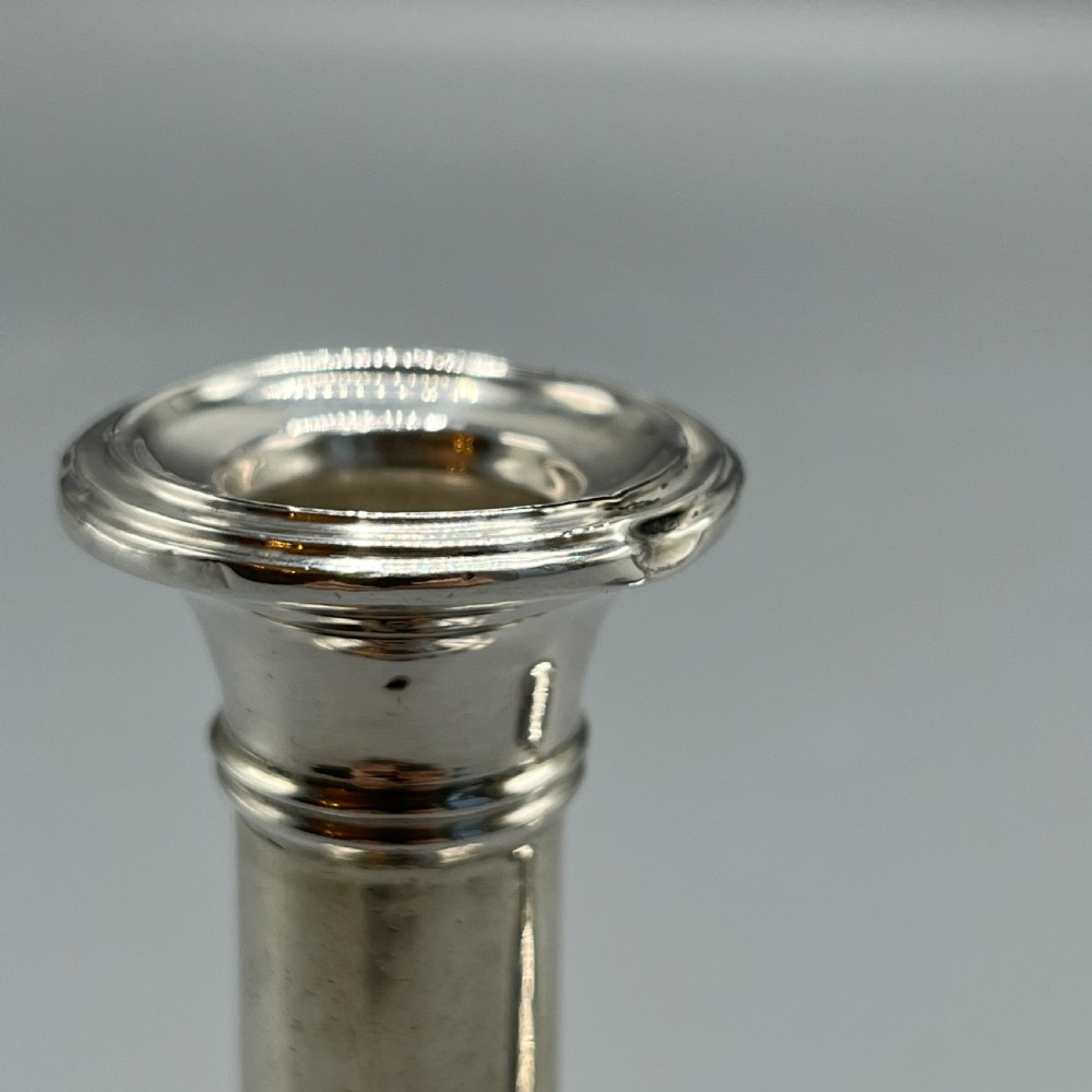 Pair Edwardian Small Sterling Silver Candlesticks View XI