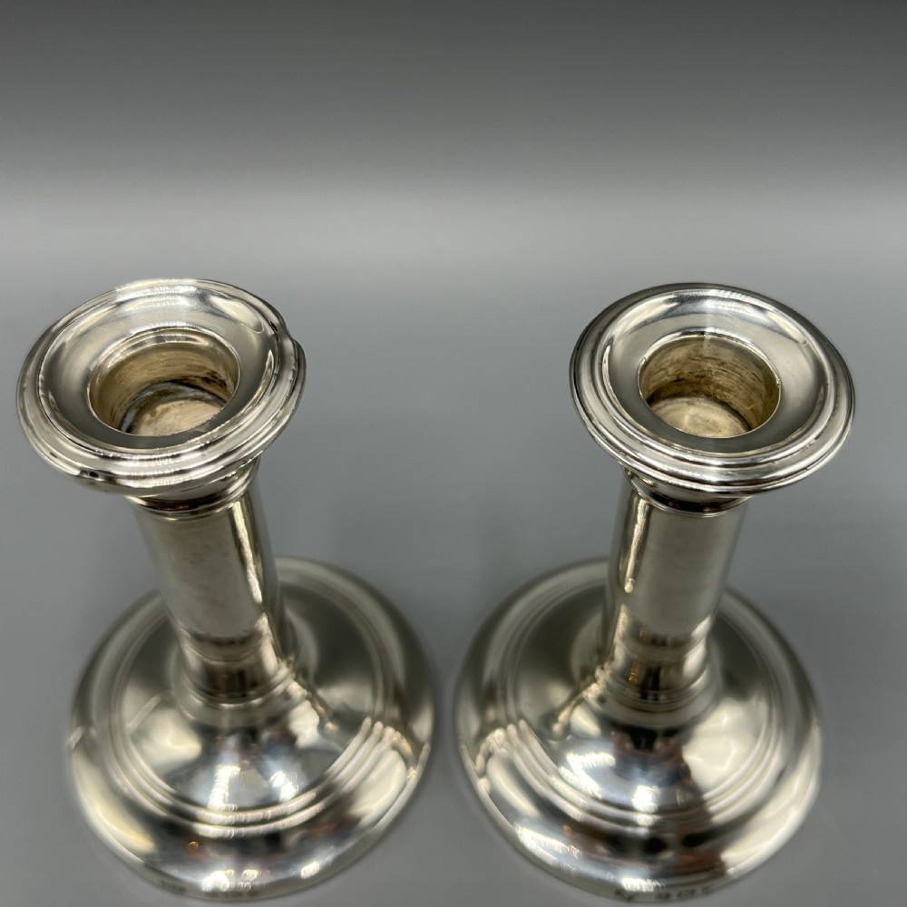 Pair Edwardian Small Sterling Silver Candlesticks View XIII