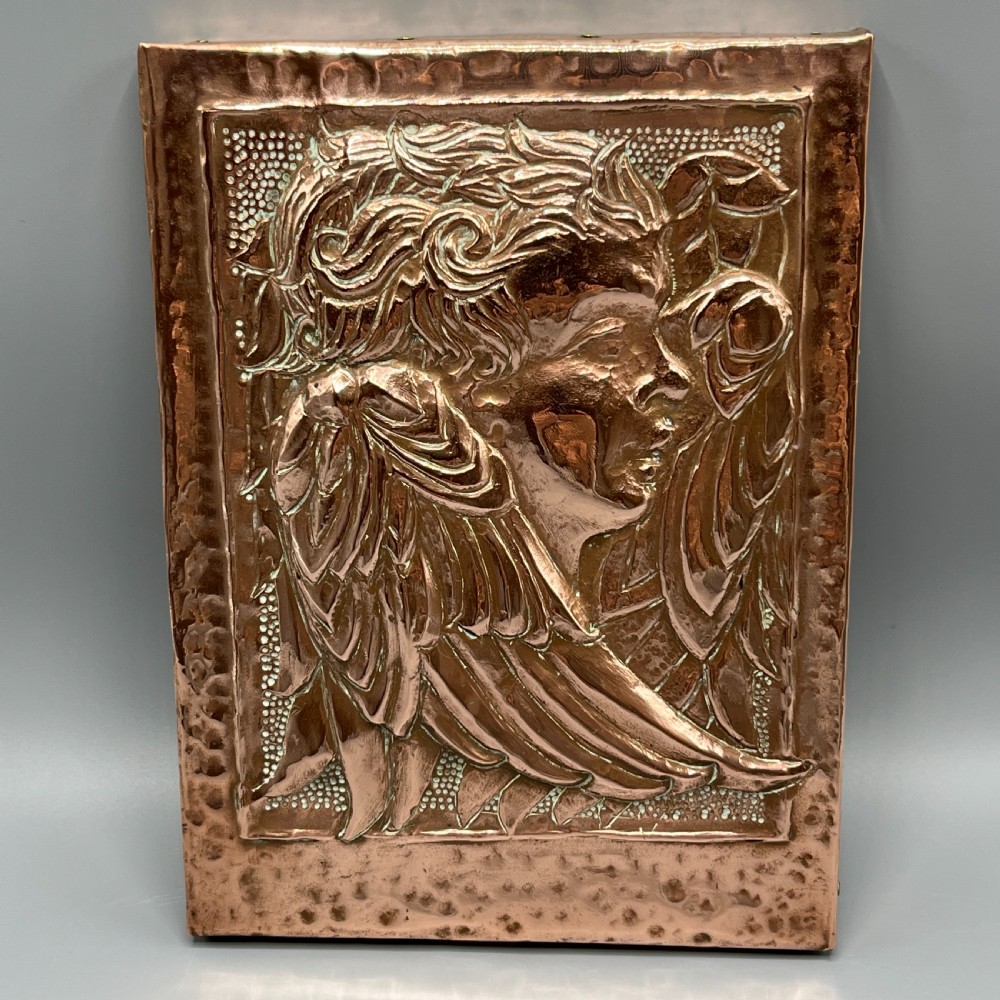 Art Nouveau Copper Relief Cherub Wall Plaque View III