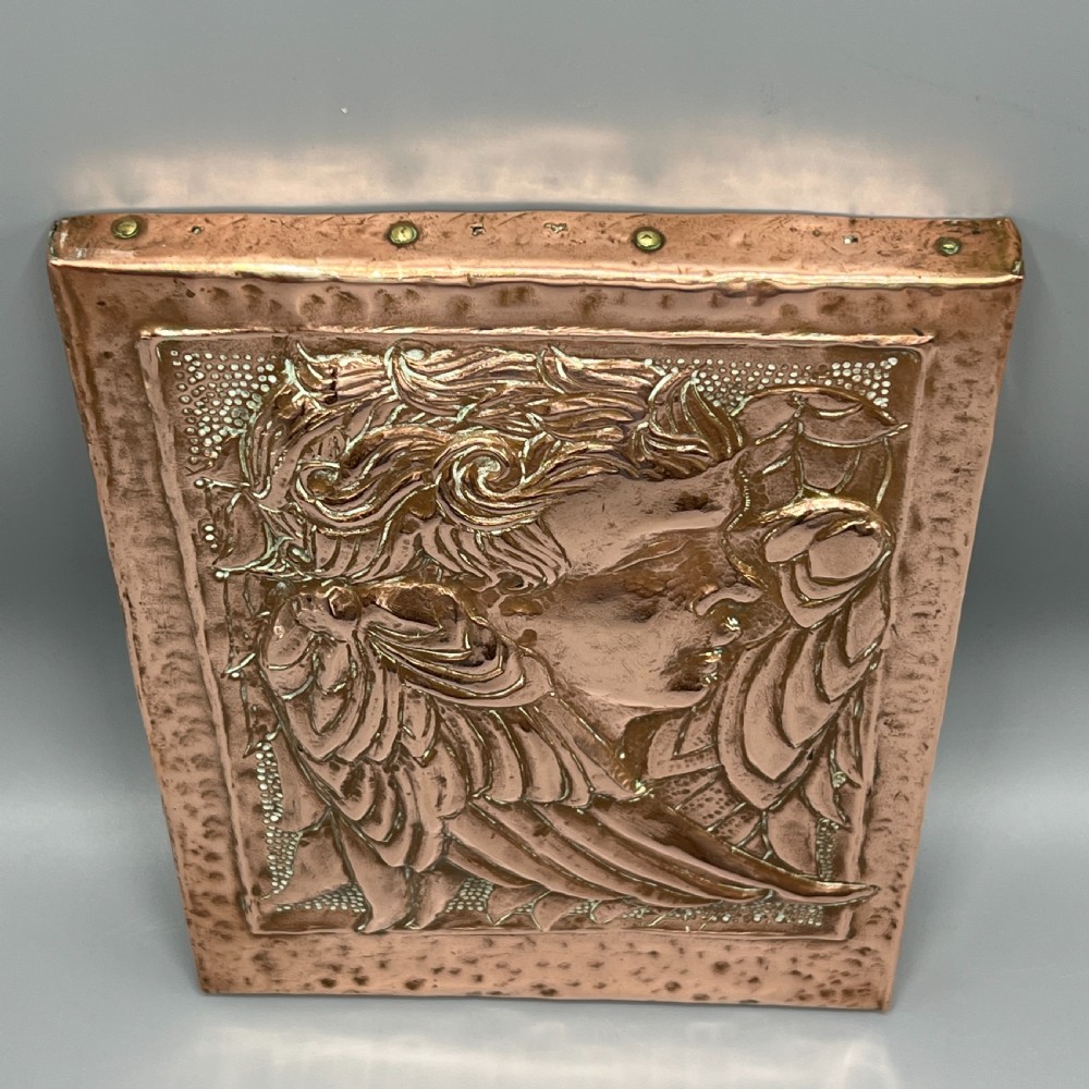 Art Nouveau Copper Relief Cherub Wall Plaque View VII