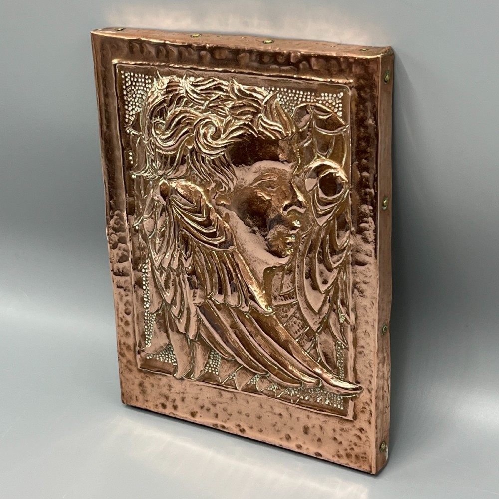 Art Nouveau Copper Relief Cherub Wall Plaque View IX