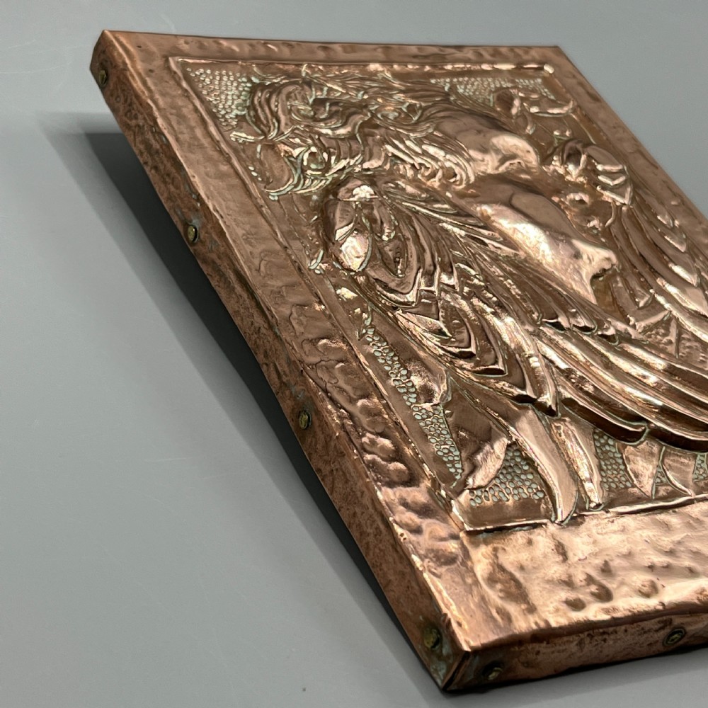 Art Nouveau Copper Relief Cherub Wall Plaque View XI