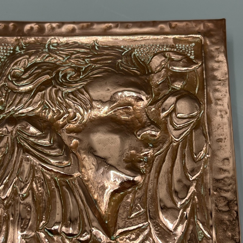 Art Nouveau Copper Relief Cherub Wall Plaque View XV