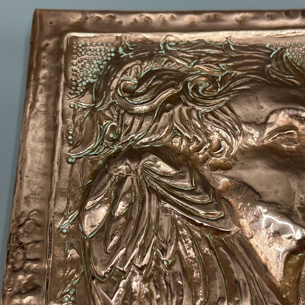 Art Nouveau Copper Relief Cherub Wall Plaque View XVI