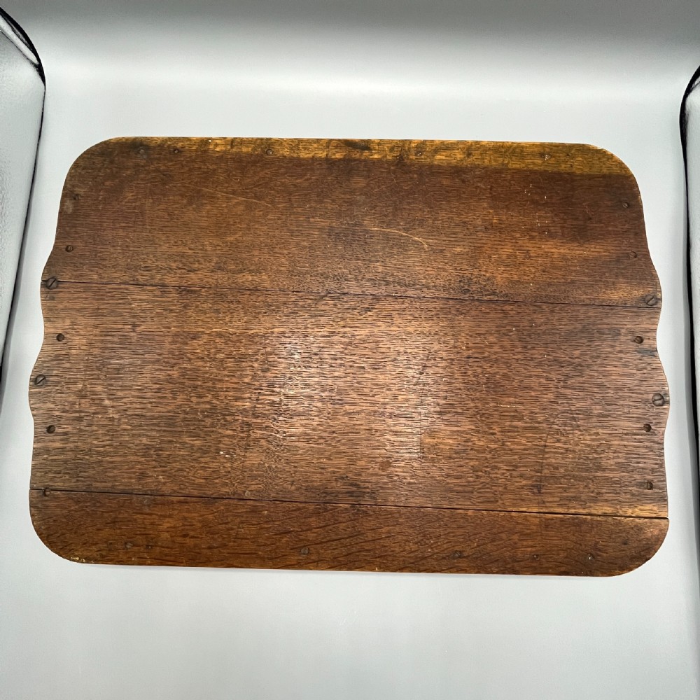 Large Arts & Crafts Oak & Copper Gallery Serving Tray View XIV