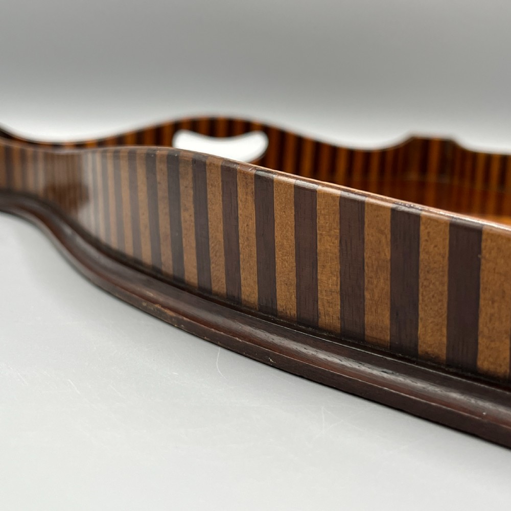Edwardian Mahogany Inlaid Gallery Serving Tray View XV