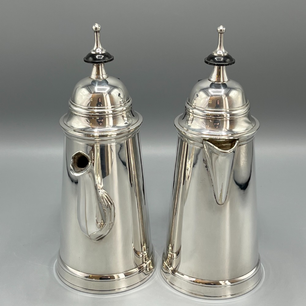 Edwardian Silver Plated Coffee Pot & Hot Water Jug Set View XI
