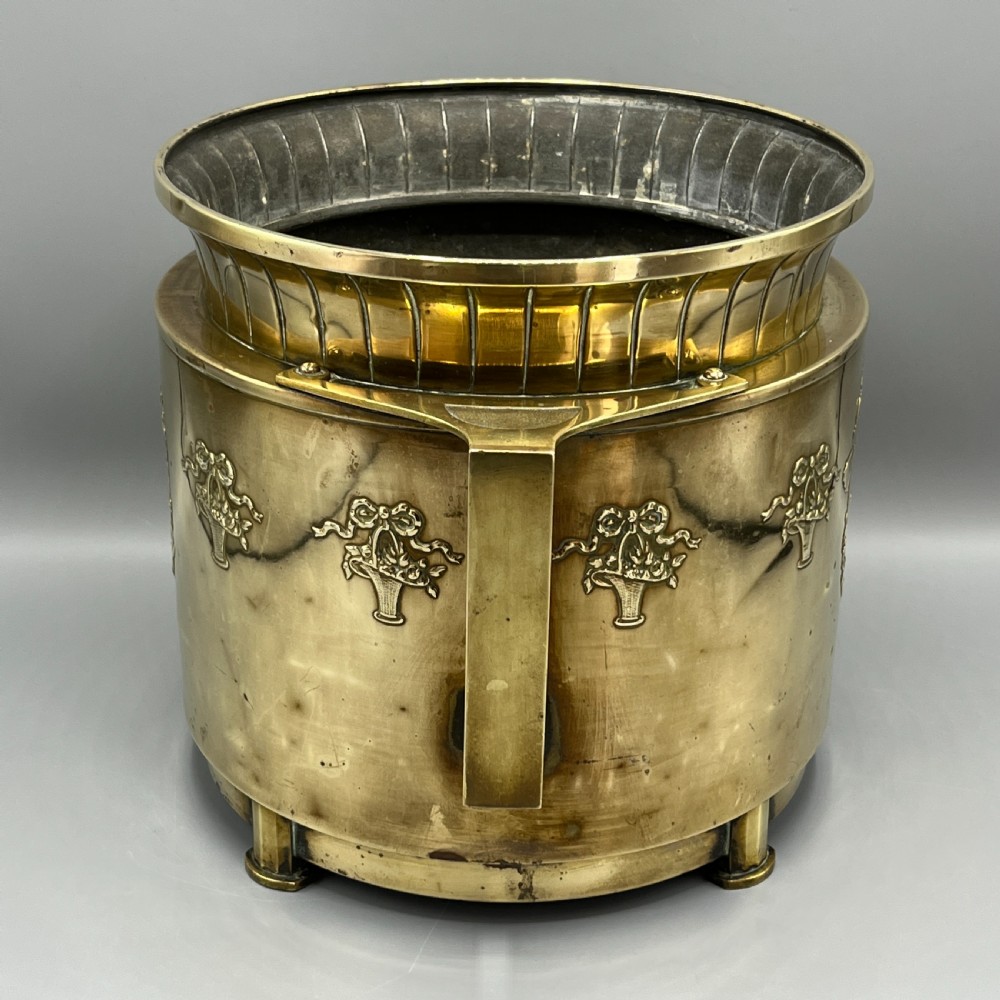 Large Art Nouveau Brass Planter Jardiniere View V