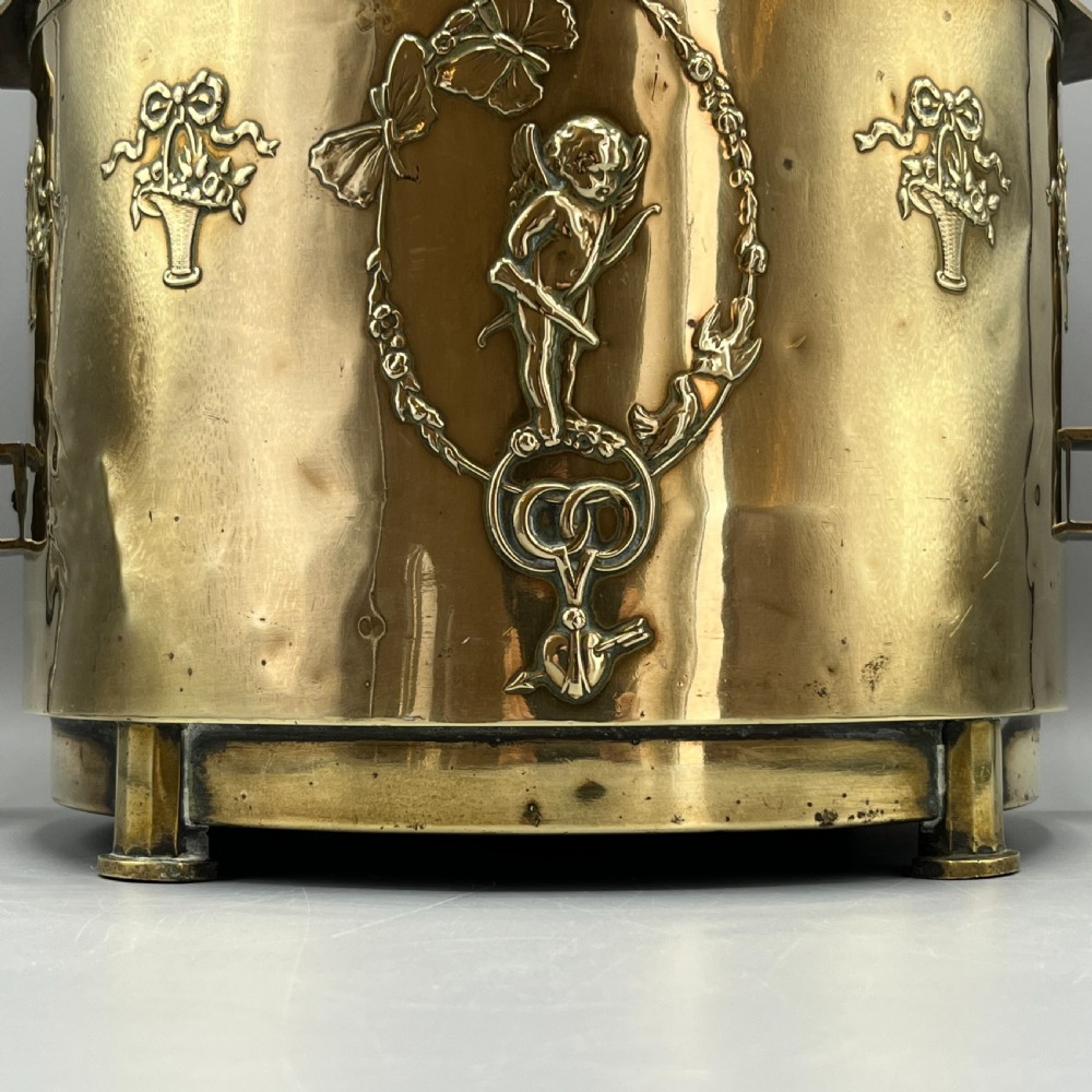 Large Art Nouveau Brass Planter Jardiniere View VIII