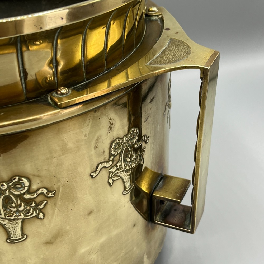 Large Art Nouveau Brass Planter Jardiniere View X