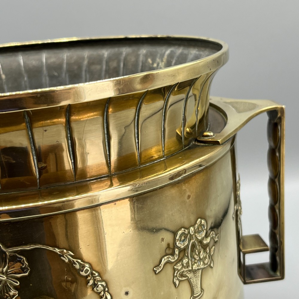 Large Art Nouveau Brass Planter Jardiniere View XIII